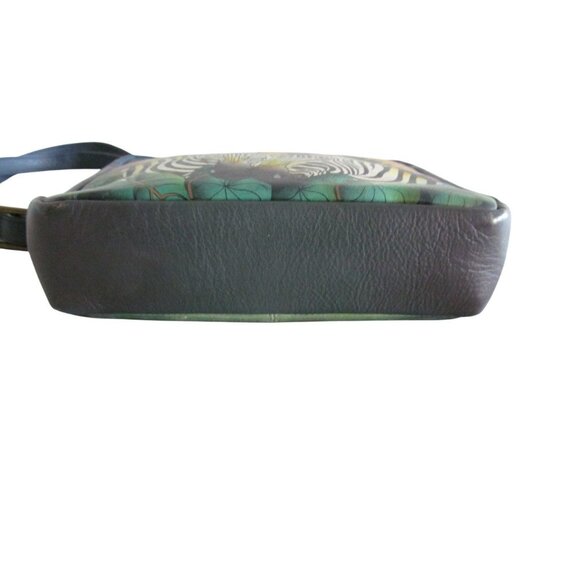 Anuschka Genuine Leather Hand-Painted Crossbody Bag with Zebra Sunset Design - Picture 11 of 16